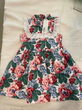 NWT Janie and Jack Floral Eyelet Ruffle Ponte Dress, toddler girl 2T